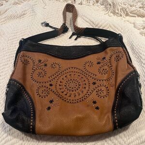 Brighton Brown and Black Shoulder Bag with Intricate Detailing